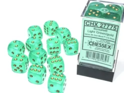 Borealis - Light Green/Gold (Luminary) - d6, 12 st (16 mm, prickar)