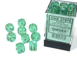 Borealis - Light Green/Gold (Luminary) - d6, 36 st (12 mm, prickar)