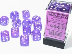 Borealis - Purple/White (Luminary) - d6, 12 st (16 mm, prickar)