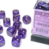 Borealis - Royal Purple/Gold (Luminary) - d6, 12 st (16 mm, prickar)