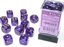 Borealis - Royal Purple/Gold (Luminary) - d6, 12 st (16 mm, prickar)