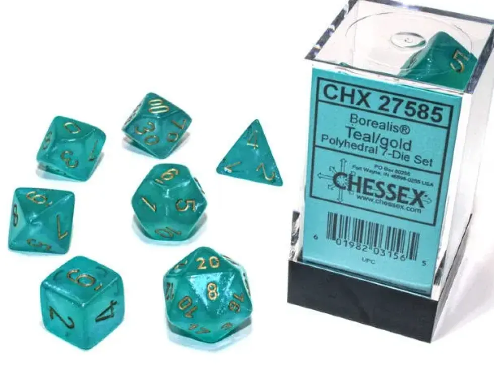 Borealis - Teal/gold Luminary - Dice set