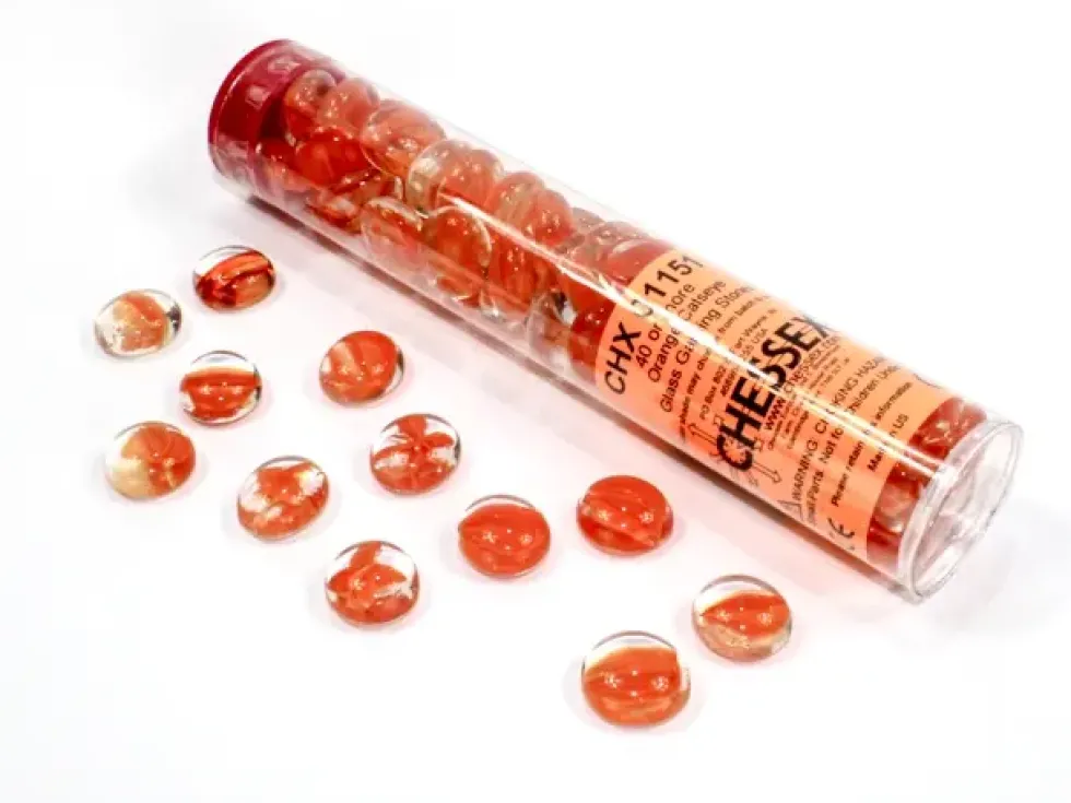 Chessex: Glass Gaming Stones - Catseye Orange (40 st)