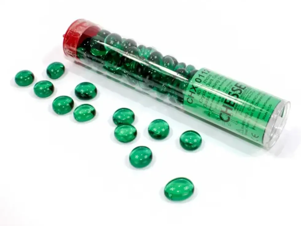 Chessex: Glass Gaming Stones - Crystal Dark Green (40 st)