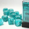 Cirrus - Aqua/Silver - d6, 12 st (16 mm, prickar)