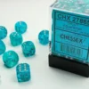 Cirrus - Aqua/Silver - d6, 36 st (12 mm, prickar)