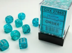 Cirrus - Aqua/Silver - d6, 36 st (12 mm, prickar)