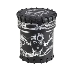 Dice Cup - Cyberpunk, Black & Silver Leather