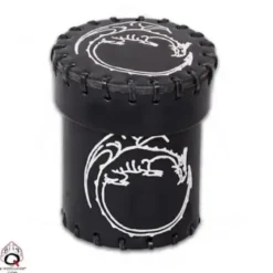 Dice Cup - Dragon, Black Leather