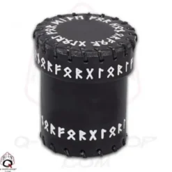 Dice Cup - Runic, Black Leather