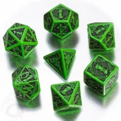 Dice Set - Celtic 3D, Green and Black