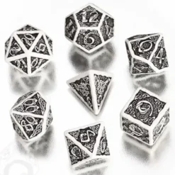 Dice Set - Celtic 3D, White and Black