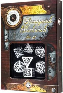 Dice Set - Steampunk Clockwork, White and Black
