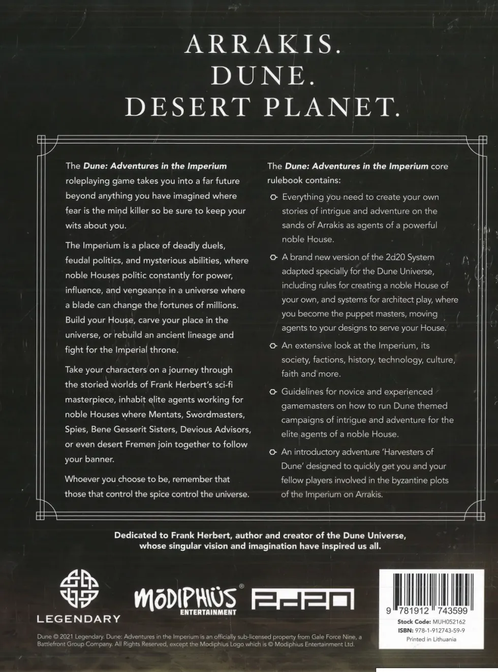 Dune - Adventures in the Imperium RPG: Core Rulebook