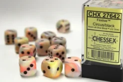 Festive - Circus/Black - d6, 12 st (16 mm, prickar)