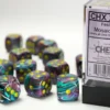 Festive - Mosaic/Yellow - d6, 12 st (16 mm, prickar)