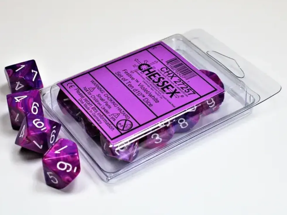 Festive - Violet/White - d10, 10 st