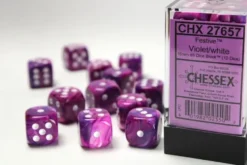 Festive - Violet/White - d6, 12 st (16 mm, prickar)
