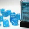 Frosted - Caribbean Blue/White - d6, 12 st (16 mm, prickar)