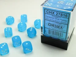 Frosted - Caribbean Blue/White - d6, 36 st (12 mm, prickar)