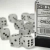 Frosted - Clear/Black - d6, 12 st (16 mm, prickar)