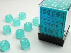 Frosted - Teal/White - d6, 36 st (12 mm, prickar)