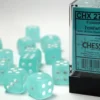 Frosted Teal/White - d6, 12 st (16 mm, prickar)