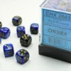 Gemini - Black-Blue/Gold - d6, 36 st (12 mm, prickar)