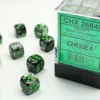 Gemini - Black-Grey/Green - d6, 36 st (12 mm, prickar)