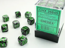 Gemini - Black-Grey/Green - d6, 36 st (12 mm, prickar)
