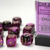 Gemini: Black-Purple/Gold - d6, 12st (16 mm, prickar)