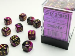 Gemini - Black-Purple/Gold - d6, 36 st (12 mm, prickar)