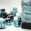 Gemini: Black-Shell/White - d6, 12st (16 mm, prickar)