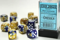 Gemini: Blue-Gold/White - d6, 12st (16 mm, prickar)