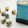 Gemini - Blue-Gold/White - d6, 36 st (12 mm, prickar)