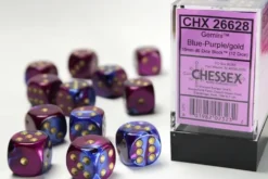 Gemini - Blue-Purple/Gold - d6, 12st (16 mm, prickar)