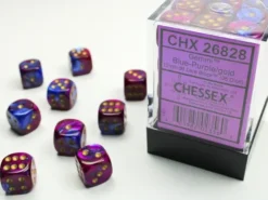 Gemini - Blue-Purple/Gold - d6, 36 st (12 mm, prickar)