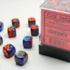 Gemini - Blue-Red/Gold - d6, 36 st (12 mm, prickar)
