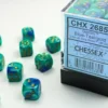Gemini: Blue-Teal/Gold - d6, 36 st (12 mm, prickar)