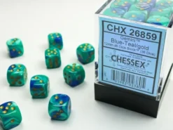 Gemini: Blue-Teal/Gold - d6, 36 st (12 mm, prickar)