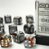 Gemini: Copper-Steel/White - d6, 12st (16 mm, prickar)