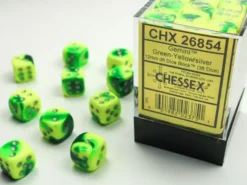 Gemini - Green-Yellow/Silver - d6, 36 st (12 mm, prickar)