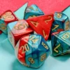 Gemini Mini-Polyhedral Red-Teal/Gold 7-Die Set
