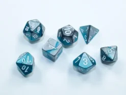 Gemini Mini-Polyhedral Steel-Teal/White 7-Die Set