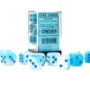 Gemini: Pearl Turquoise-White/Blue - d6, 12st (16 mm, prickar)