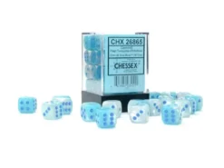 Gemini - Pearl Turquoise-White/Blue - d6, 36 st (12 mm, prickar)
