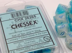 Gemini - Pearl Turquoise-White/Blue - d10, 10 st