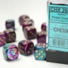 Gemini: Purple-Teal/Gold - d6, 12st (16 mm, prickar)