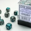 Gemini - Steel-Teal/White - d6, 36 st (12 mm, prickar)