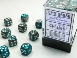 Gemini - Steel-Teal/White - d6, 36 st (12 mm, prickar)